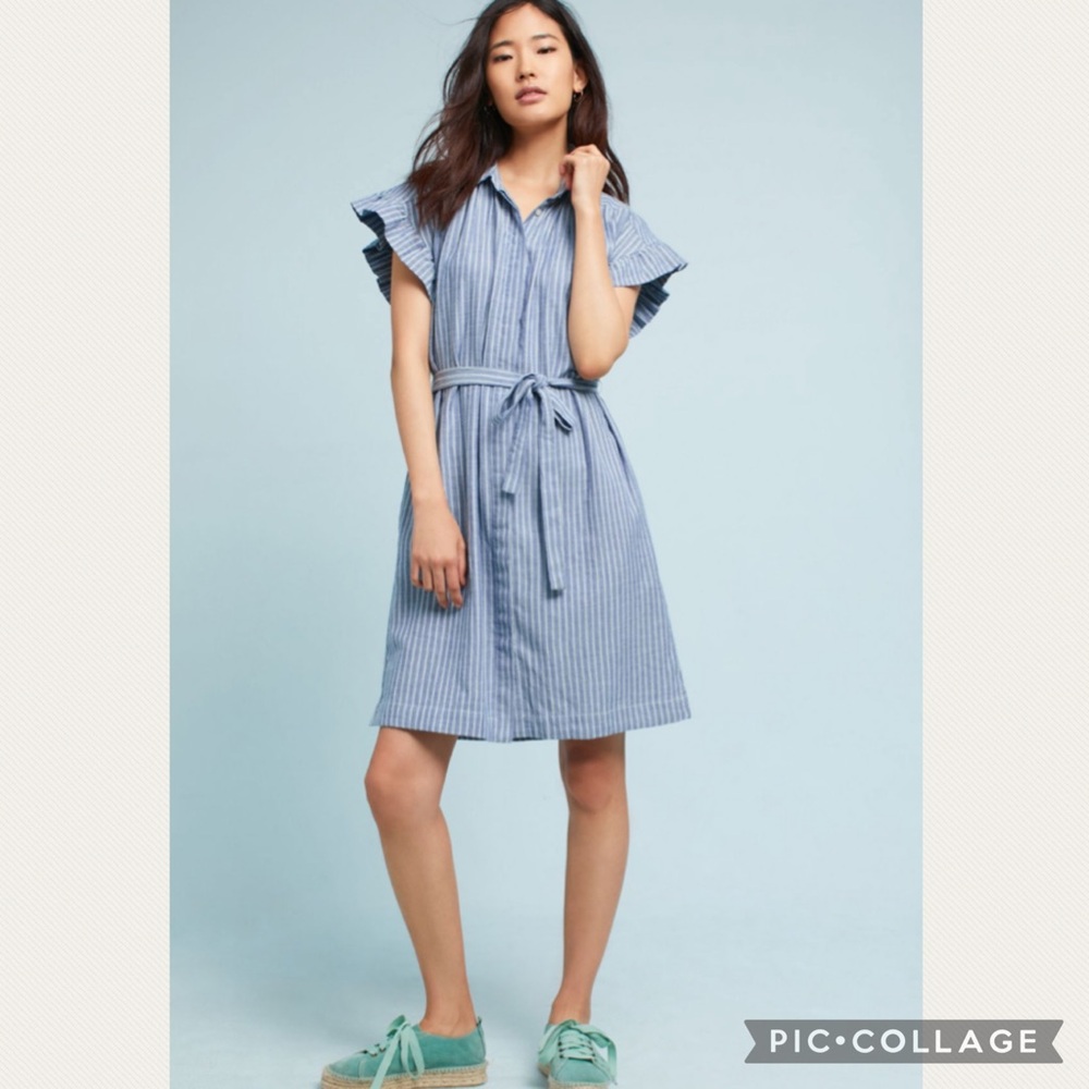 Anthropologie Isabella Sinclair Piper Flutter-Sleeve Shirtdress (Price Firm) - Picture 2 of 9